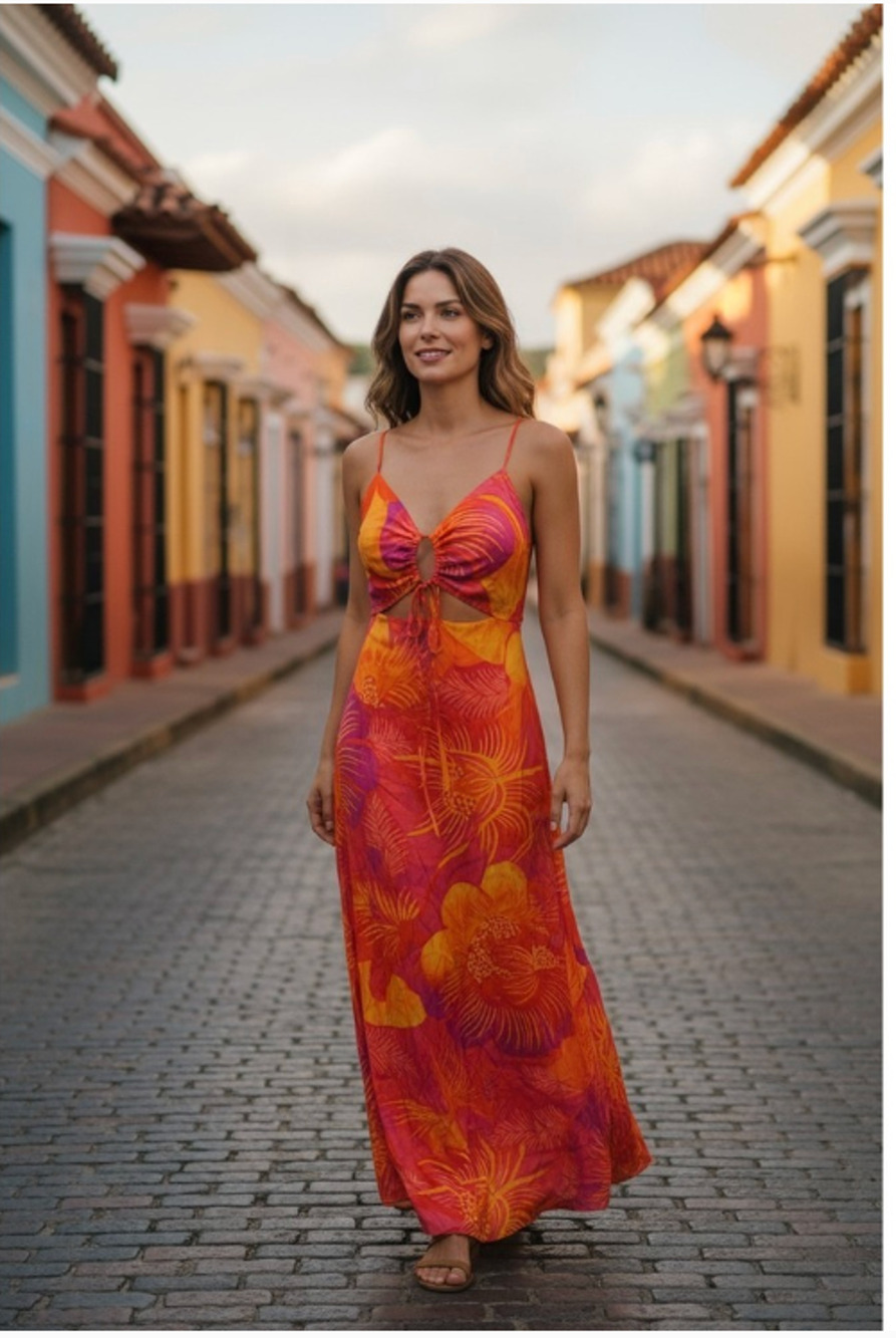 Farm Rio NEW Summer Garden Ombre Midi Dress, Med